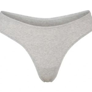SKIMS Cotton Rib Dipped Thong Light Heather Grey 4X